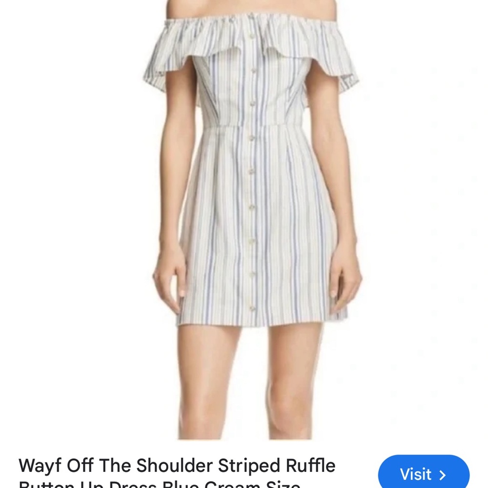 Wayf Blue and White Stripe Dress Size M